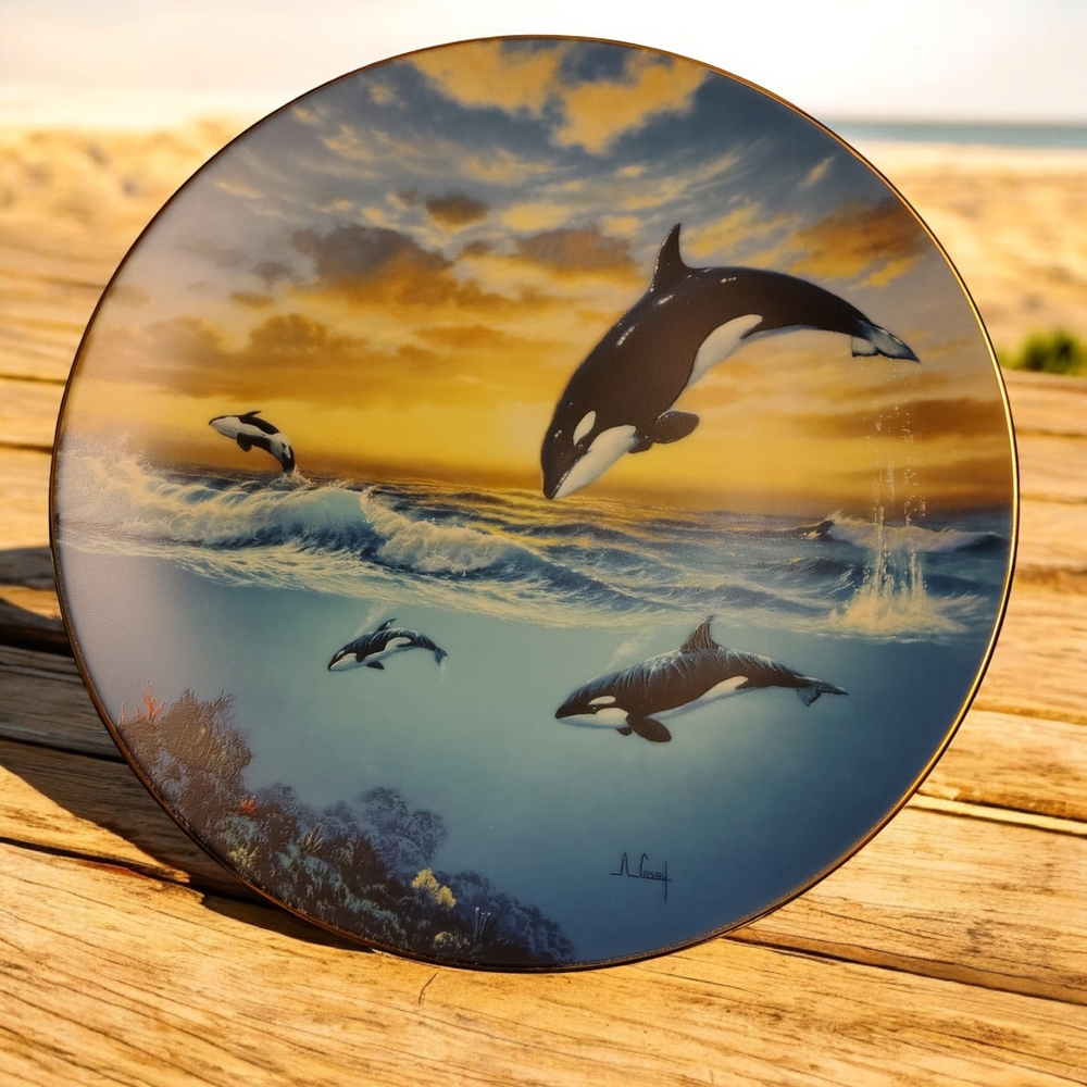 Anthony Casay “Jumping for Joy” Orca Whale Collector Plate – Save the Whales